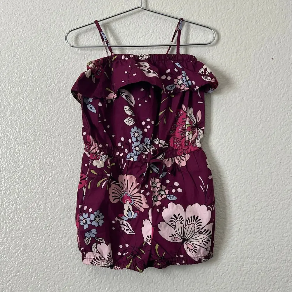 Baby Gap Floral Print Romper Plum Purple